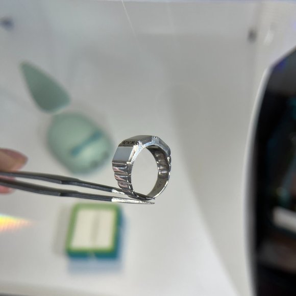 Abalone Shell Trilogy Panel .925 Sterling Silver Vintage Ring - Picture 5 of 11